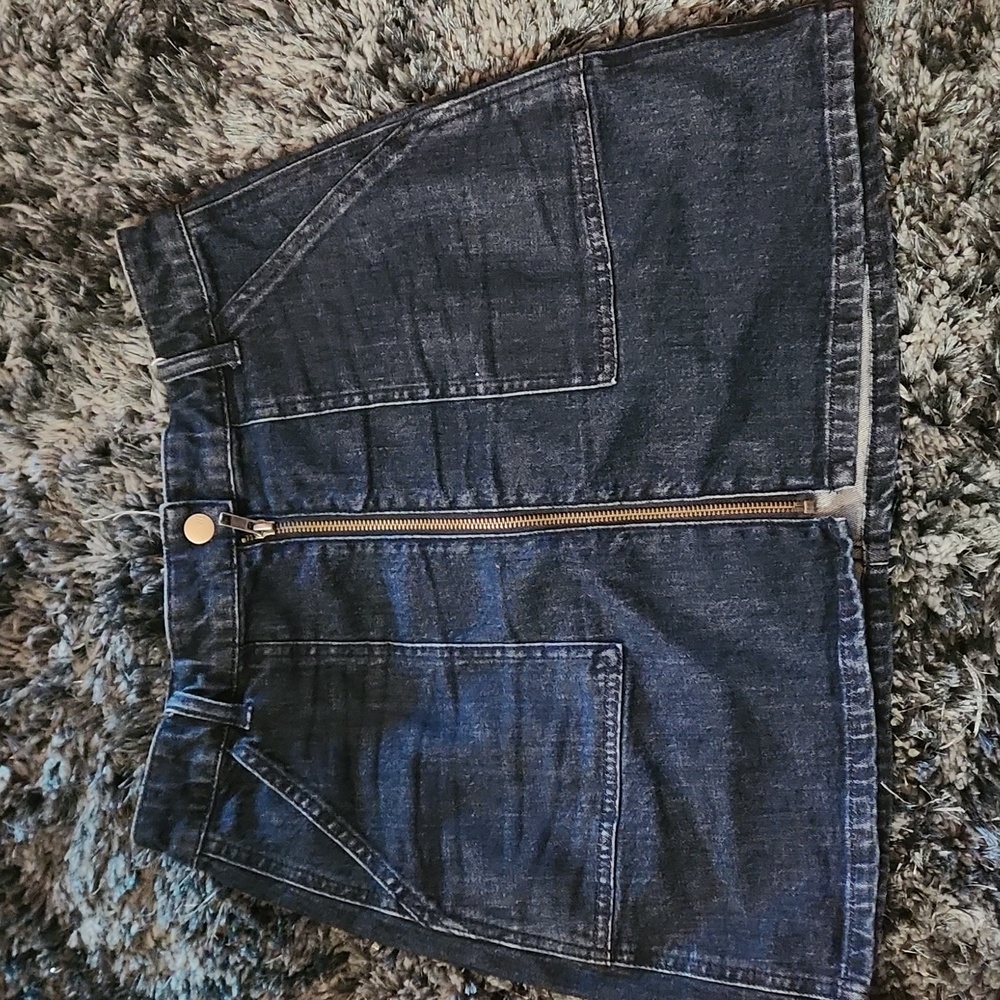 Madewell Denim Mini Skirt with Front Zipper